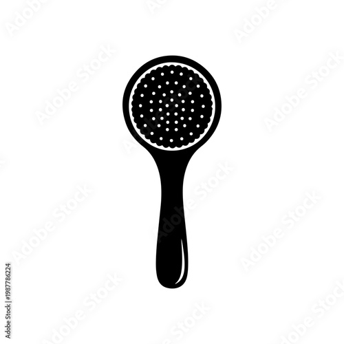 Skin scrub brush tool with round textured head simple design Vector illustration