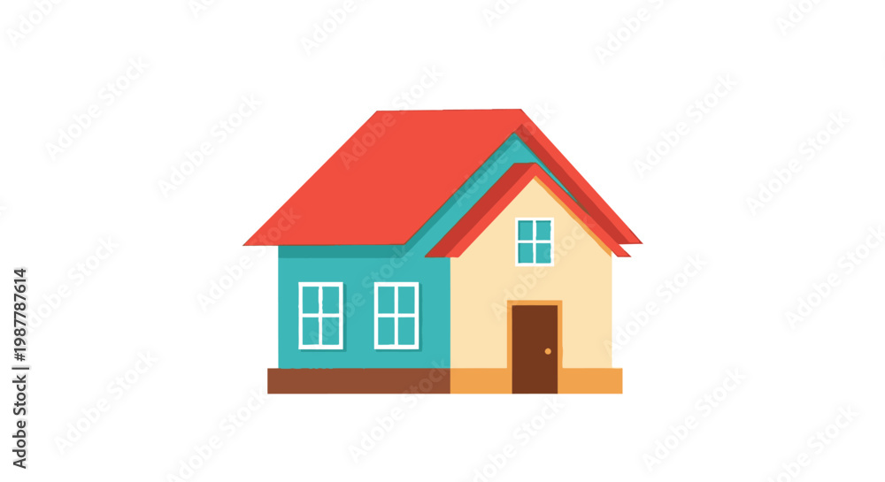 Fototapeta premium Colorful cartoon house illustration representing home ownership and housing