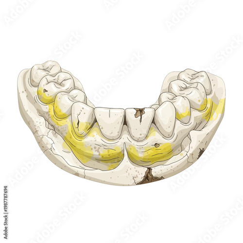 Dental model with plaque and decay
