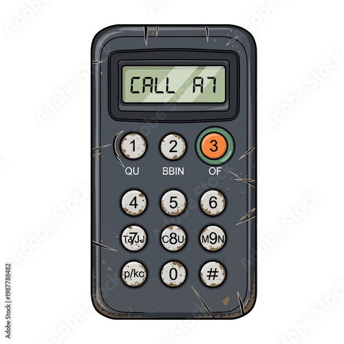 Vintage payphone call box with digital display and keypad