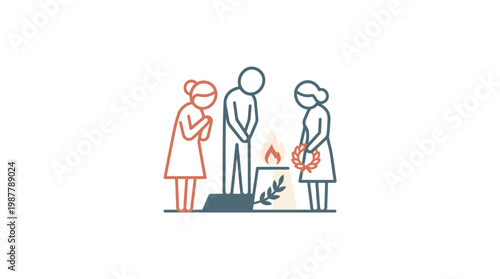 People Mourning at War Memorial