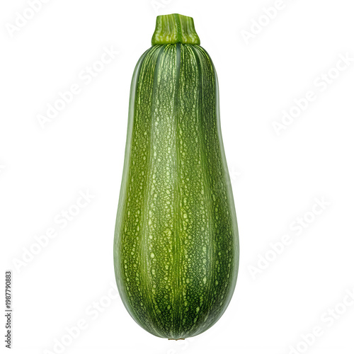 Fresh green cucumber with smooth and slightly ribbed skin