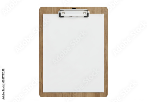 Blank clipboard with wooden binding and corner fasteners