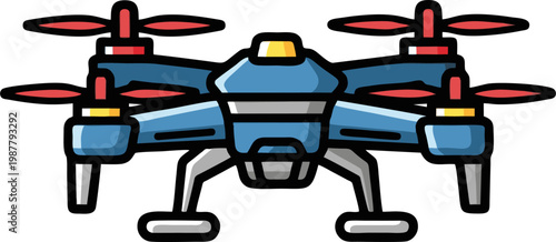 Drone Illustration of a Modern Quadcopter Aerial Vehicle Technology for Flight