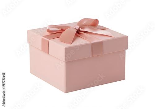 Elegant pink gift box tied with a decorative ribbon and bow