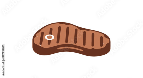 Grilled Beef Steak Icon, Isolated on White Background, Simple Flat Design