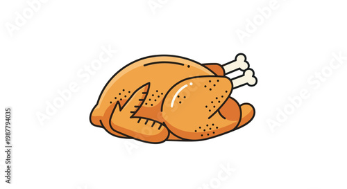 Golden Roasted Chicken, Isolated on White Background, Delicious Poultry Meal