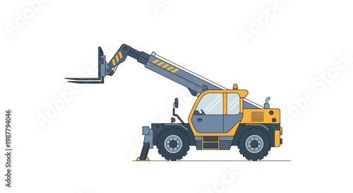 Telescopic Handler Forklift Machine - Construction Equipment Vector