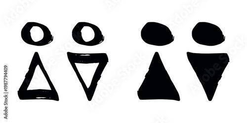 Hand drawn female and male gender identity sign Girls and boys Man and woman pictogram Lady and gentleman for restroom, toilet, washroom, lavatory, closet, WC, bathroom, door sticker