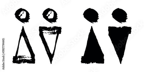 Hand drawn female and male gender identity sign Girls and boys Man and woman pictogram Lady and gentleman for restroom, toilet, washroom, lavatory, closet, WC, bathroom, door sticker