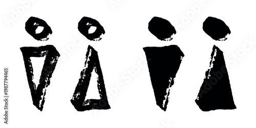 Hand drawn female and male gender identity sign Girls and boys Man and woman pictogram Lady and gentleman for restroom, toilet, washroom, lavatory, closet, WC, bathroom, door sticker