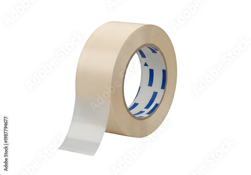 Roll of beige masking tape with white adhesive edges