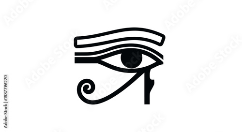 Ancient Egyptian Eye of Horus symbol, black graphic on white background, Wadjet icon