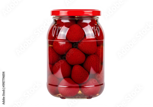Glass jar filled with red pickled beets in brine