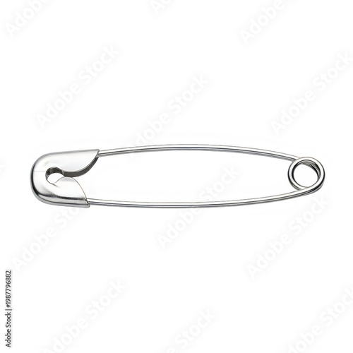 Classic safety pin with two curved ends and a spring mechanism