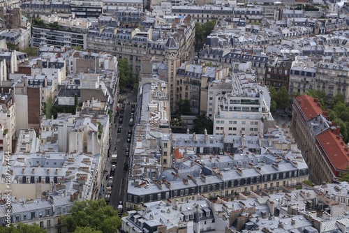 Aerial view of the cityscape in Paris, France, taken from the Eiffel Tower 