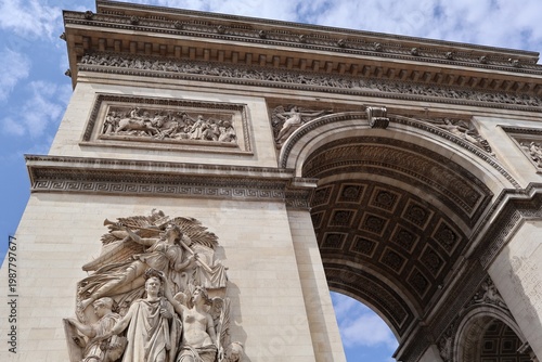 The Arc de Triomphe, a renowned monumental arch located in Paris, France