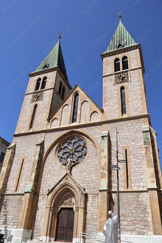 Fototapeta premium Sacred Heart Cathedral in Sarajevo, Bosnia and Herzegovina