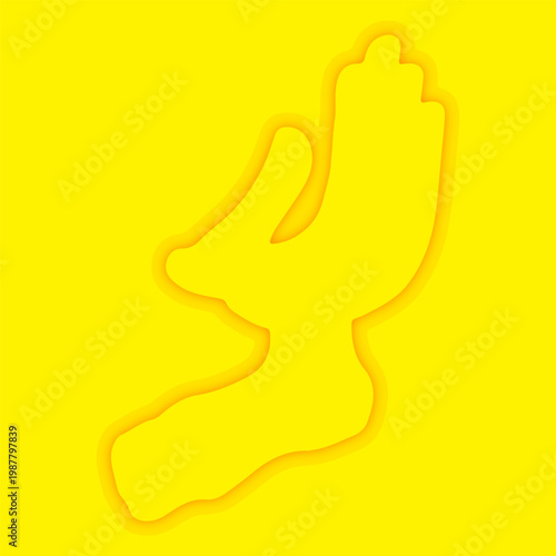 Abstract yellow floating ghostly shape with soft shadow