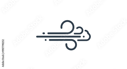 Foto Abstract wind icon, blowing air, weather symbol, isolated on white background