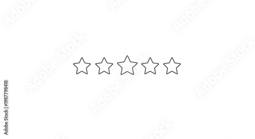 Five Star Rating Outline Icon, Simple Vector Illustration on White Background