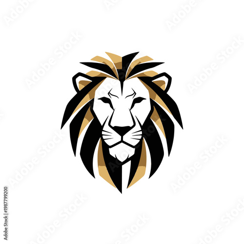The majestic lion's face illustration showcases its intense expression in golden and black hues.