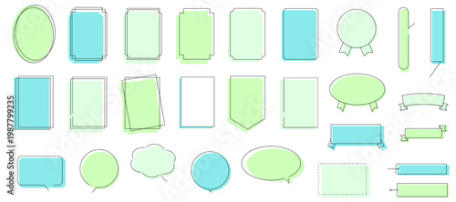 夏をイメージした吹き出しとフレームのイラストセット　ベクター背景素材