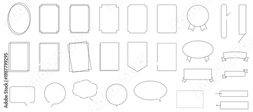 シンプルな吹き出しとフレームのイラストセット　ベクター背景素材