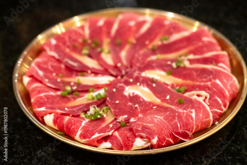 Close up of sliced raw meat. prepared for cooking