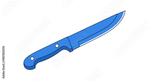 Blue metal kitchen utility knife tool.