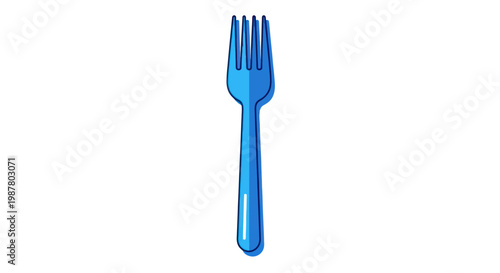 Blue plastic fork eating utensil.