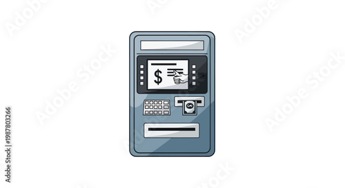 ATM Machine with Dollar Sign and Card Slot - Financial Technology