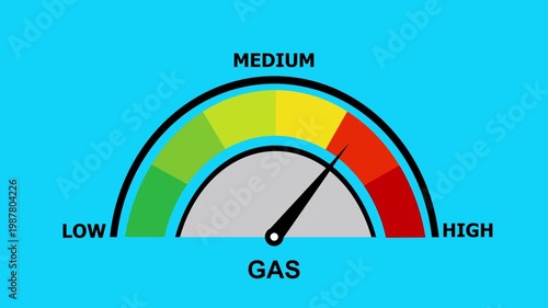 A video showcasing a medium gas level gauge with a blue background