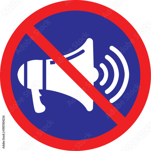 Silence Please Sign: Blue and White Quiet Zone Notice with No Noise Symbol