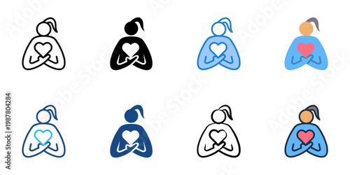 Self care icons set multiple style collection. Editable stroke 
