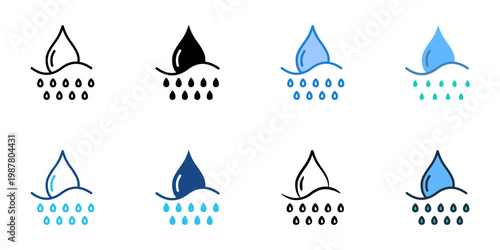Hydration icons set multiple style collection. Editable stroke 
