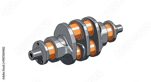 Crankshaft mechanical component close up view.