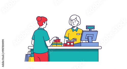 Customer paying at retail store checkout.