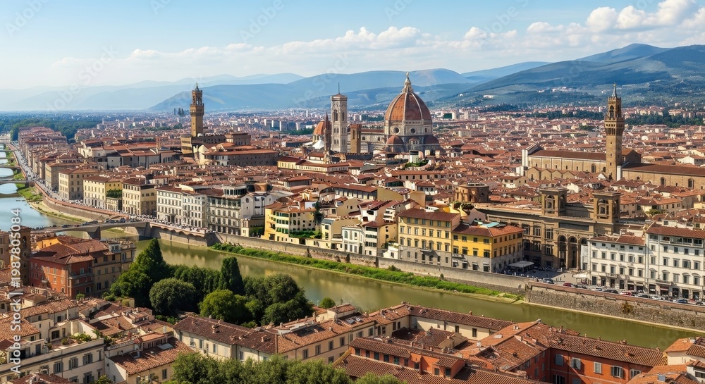 Obraz premium Aerial View of Florence Italy - Historic Cityscape and Architecture.