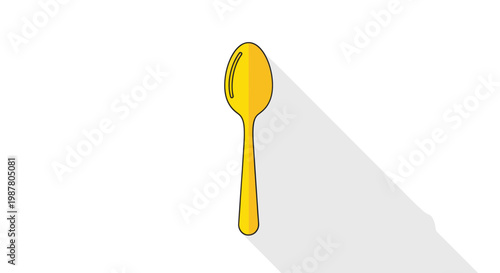 Golden spoon with long handle.