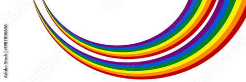Pride Month banner with LGBT Flag Wave isolated on transparent background. Rainbow or Pride Flag. Pride Rainbow Flag Wave Design Element. Vector Illustration
