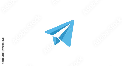 Minimalist blue paper plane logo representing the Telegram social media messaging application icon, isolated on a plain white background with clean geometric shapes and flat design.