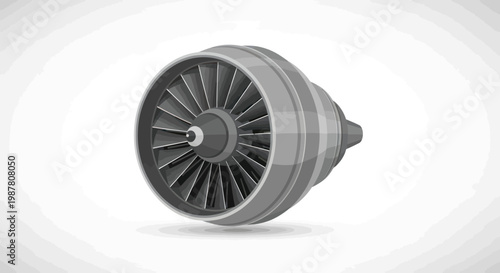 Modern Jet Engine Turbine Fan Blades, Aircraft Propulsion System
