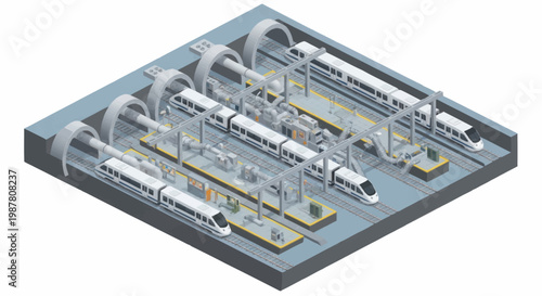 Modern High Speed Train Station Futuristic Transport Hub.