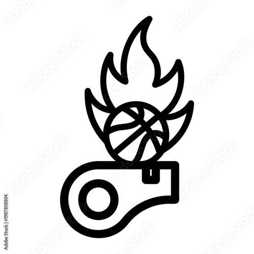 on fire Line Icon