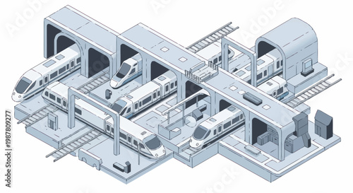High speed train station infrastructure model.
