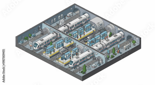 Industrial factory buildings and machinery.