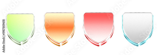 Φωτογραφία 3D Glass Shield Icons Bundle Isolated on Transparent Background – Concept of Sol