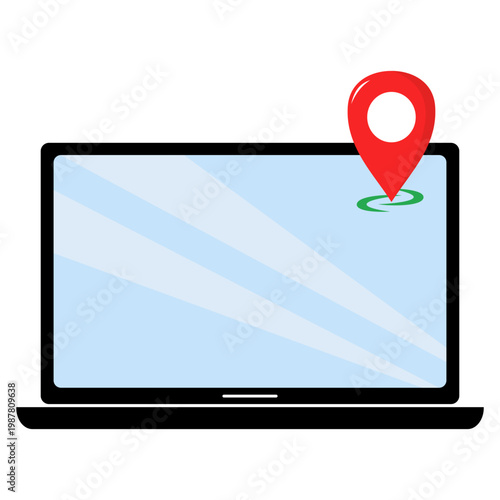 Laptop with maps icon, navigation, location