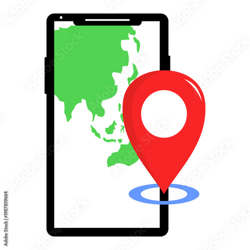 Mobile phone with continents and maps icon inside (1)
